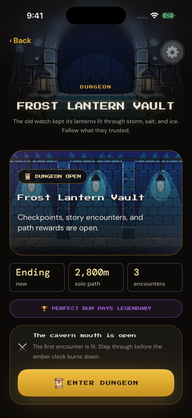 Uncropped Fitscape dungeon screen for Frost Lantern Vault